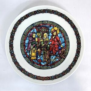 Vintage D’Arceau Limoges Noel Vitrail No Room At The Inn Christmas Plate